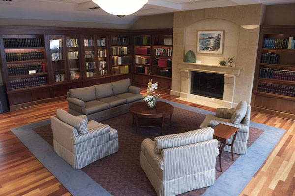 Room seating by fireplace